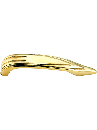 Streamline Deco Cabinet Handle - 4 inch Center to Center in Unlacquered Brass.